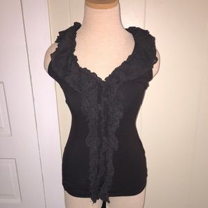 Bailey 44 Black Ruffle Racerback Tank Top XS